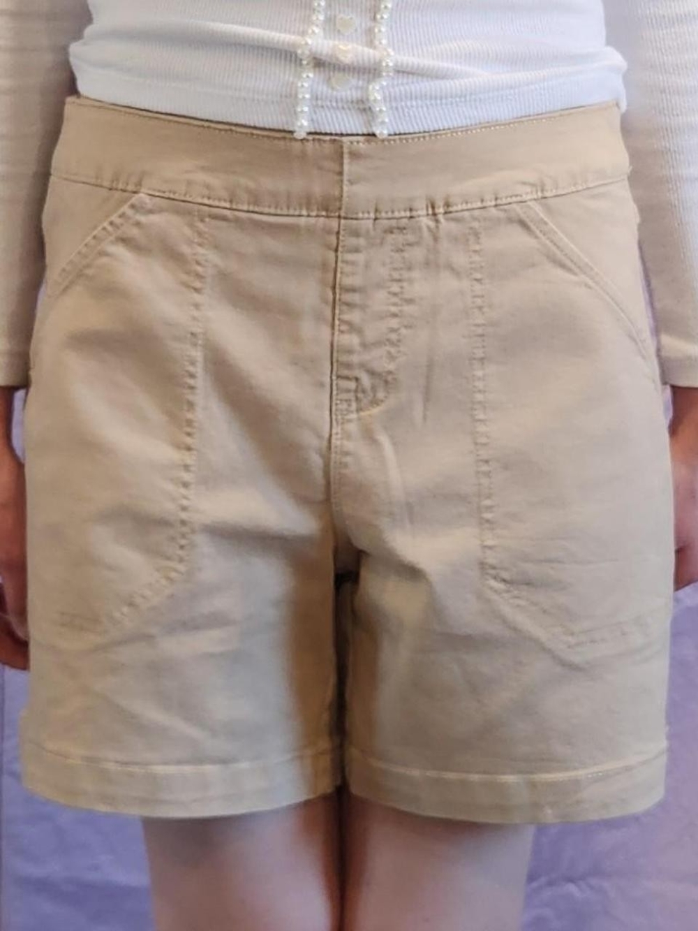 Nautica Men's Khaki Flat-Front Cotton Shorts